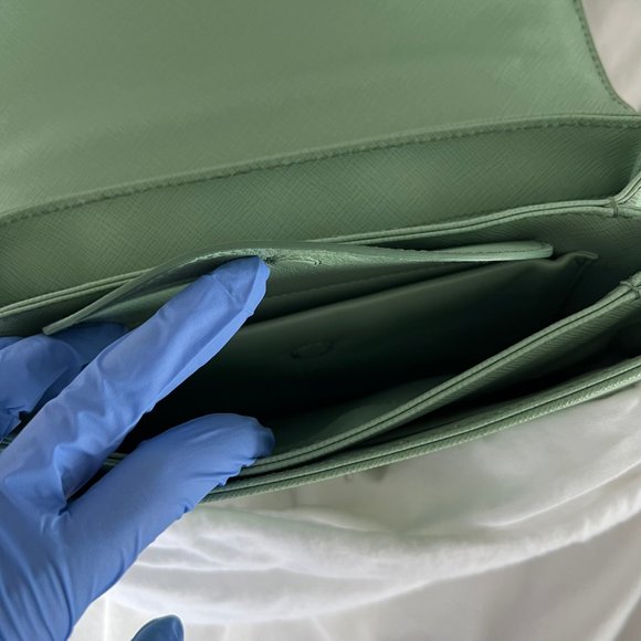 Brand New Rare Prada Saffiano Lux Leather Chain Shoulder Bag in Acquamarina - Picture 11 of 15